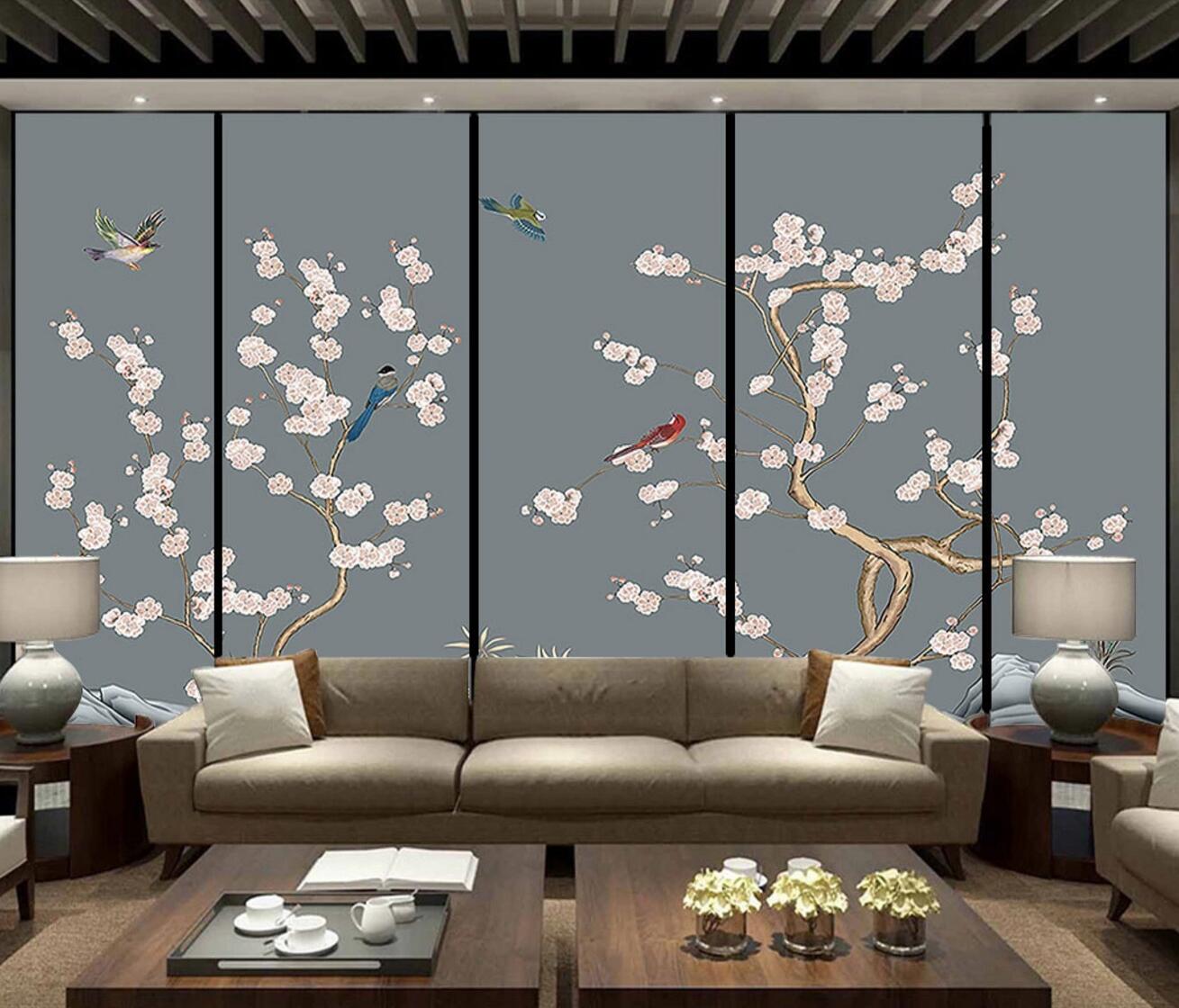 3D Plum Tree Bird WC1251 Wall Murals