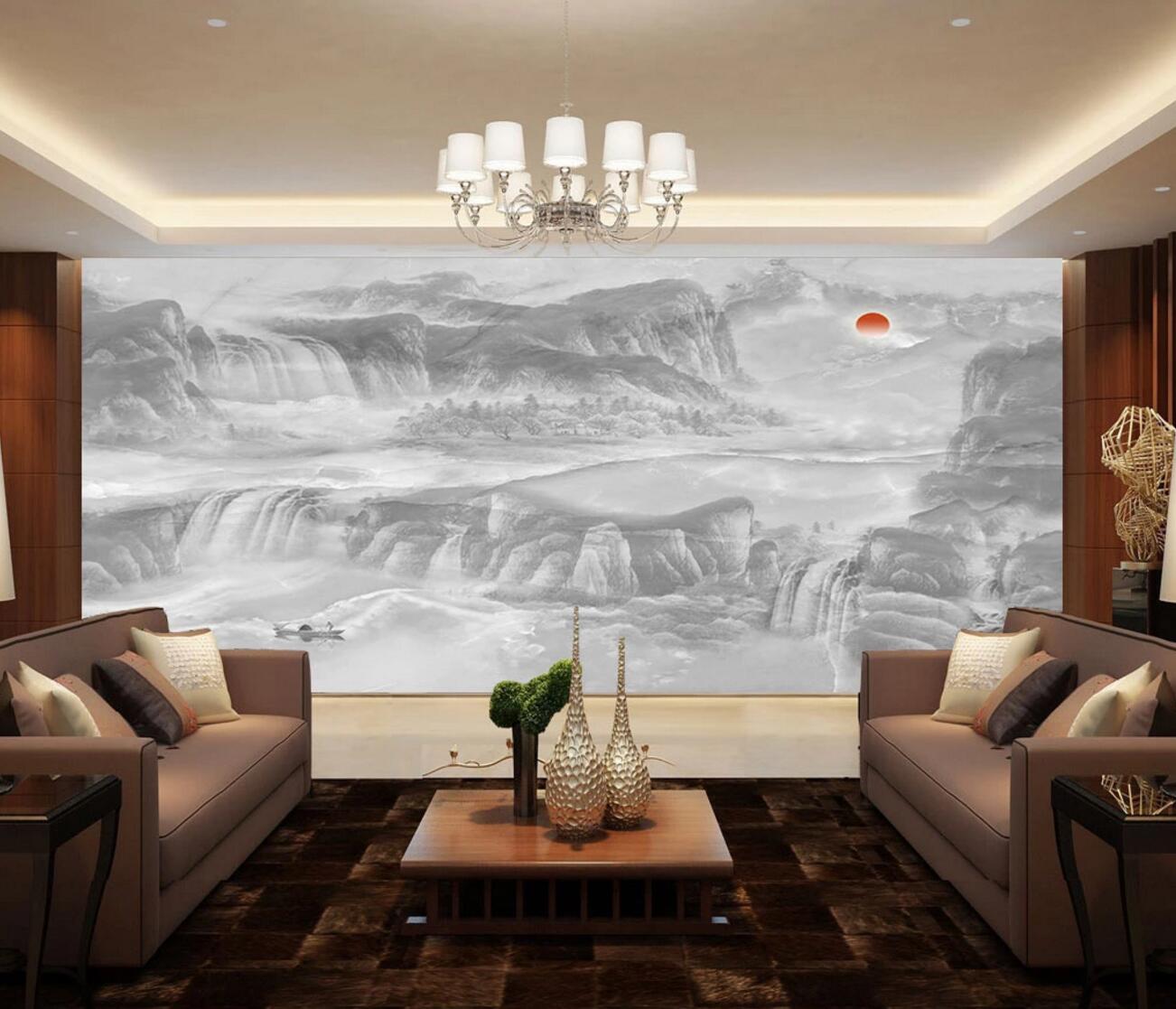 3D Sun Mountain WC1234 Wall Murals