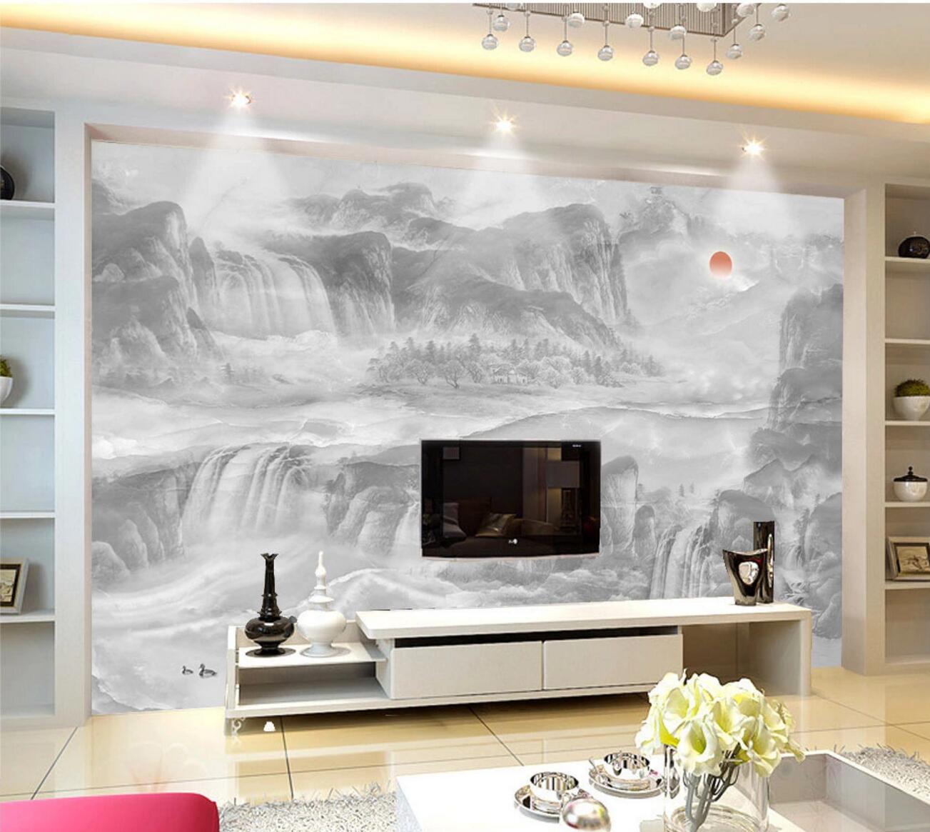 3D Sun Mountain WC1234 Wall Murals