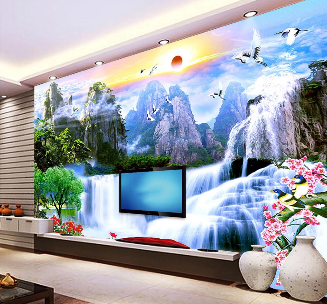 3D Sun Waterfall WC1197 Wall Murals