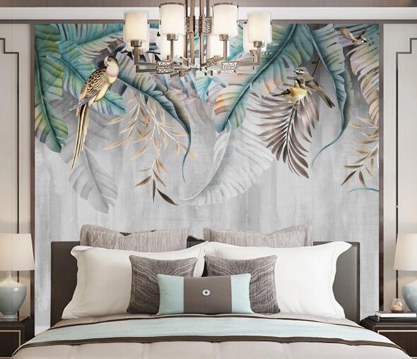 3D Bird Leaf WC1601 Wall Murals