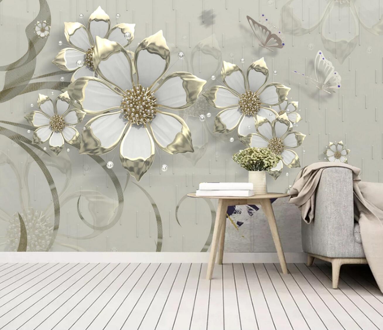 3D Silver Butterfly WC2783 Wall Murals