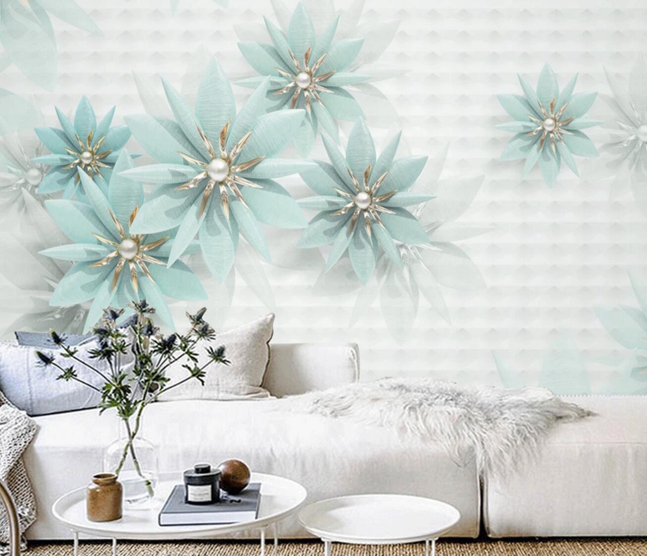 3D Green Bead Flower WC2766 Wall Murals