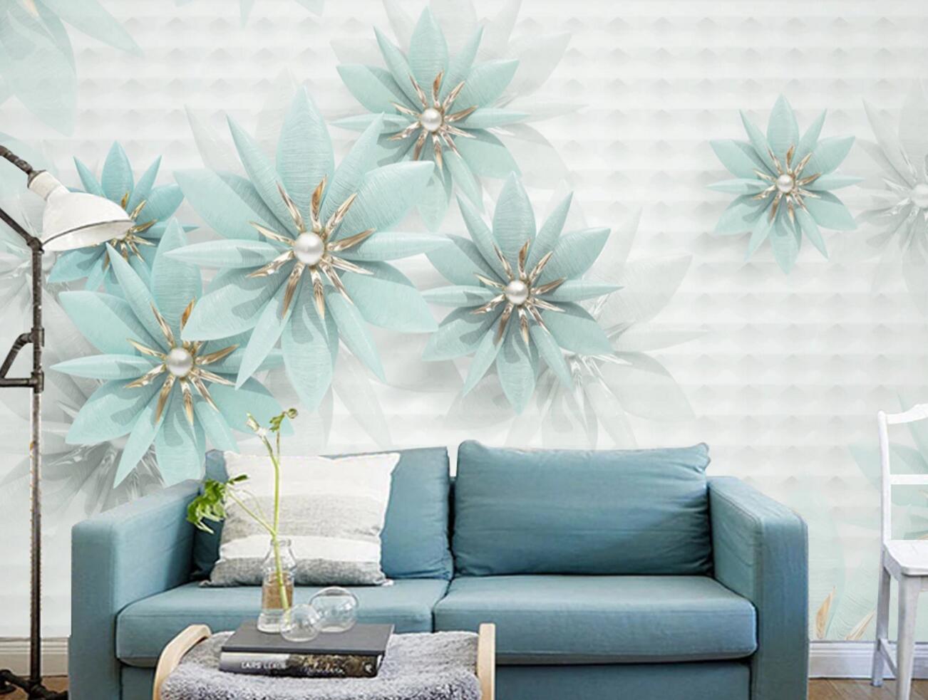 3D Green Bead Flower WC2766 Wall Murals