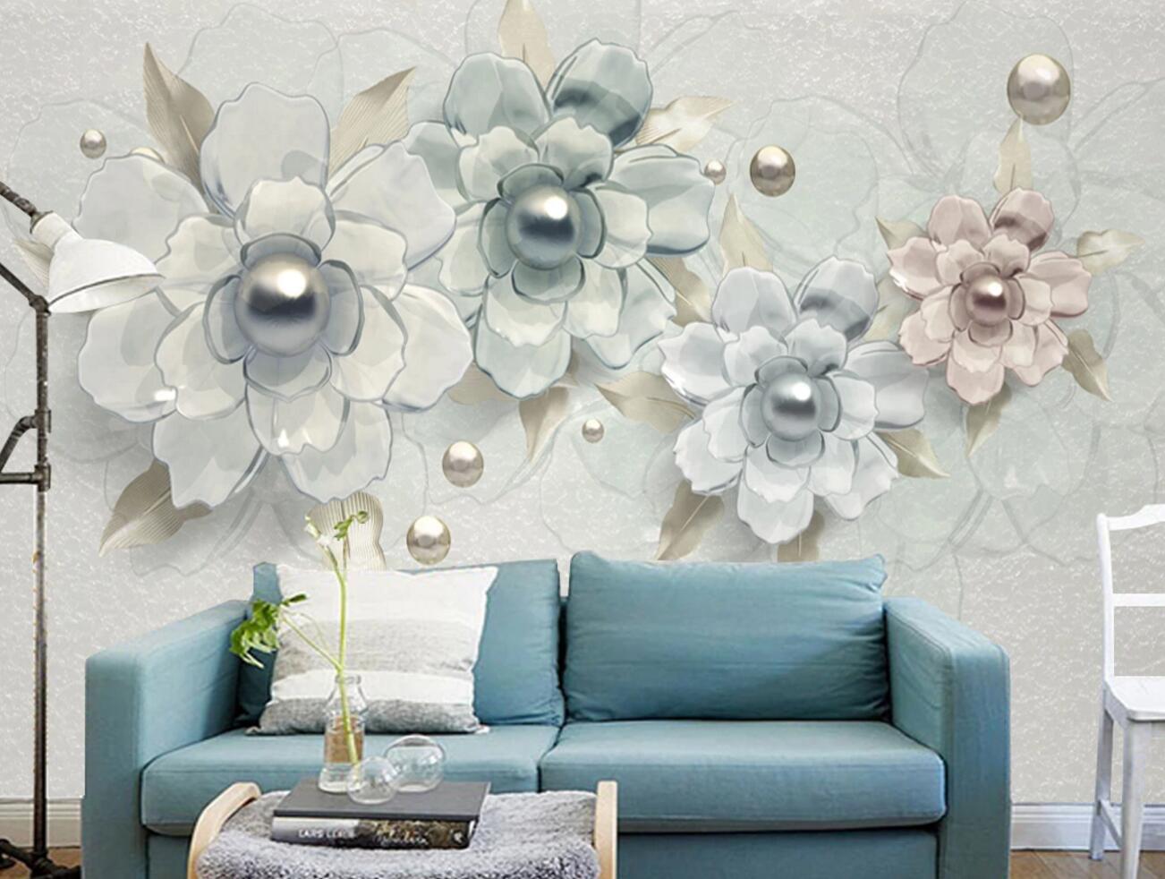 3D Flower Pearl WC2754 Wall Murals