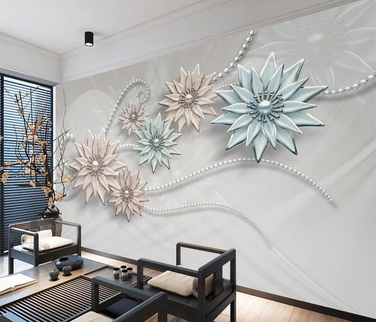 3D Jewelry Flower WC2751 Wall Murals