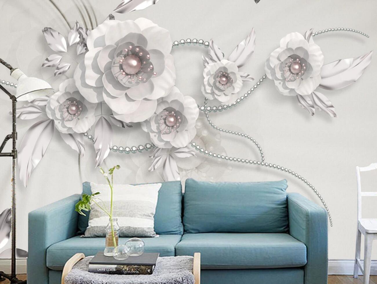 3D Purple Pearl Flower WC2737 Wall Murals