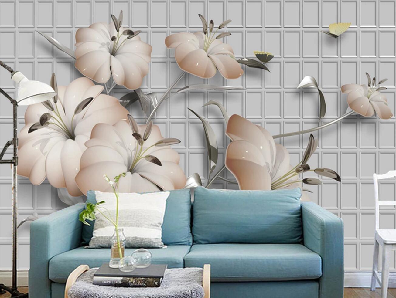 3D Pink Flower WC2077 Wall Murals