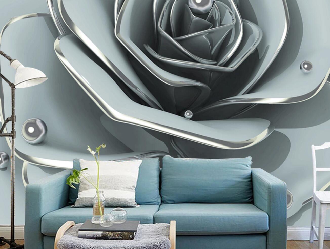 3D Rose Pearl WC2073 Wall Murals