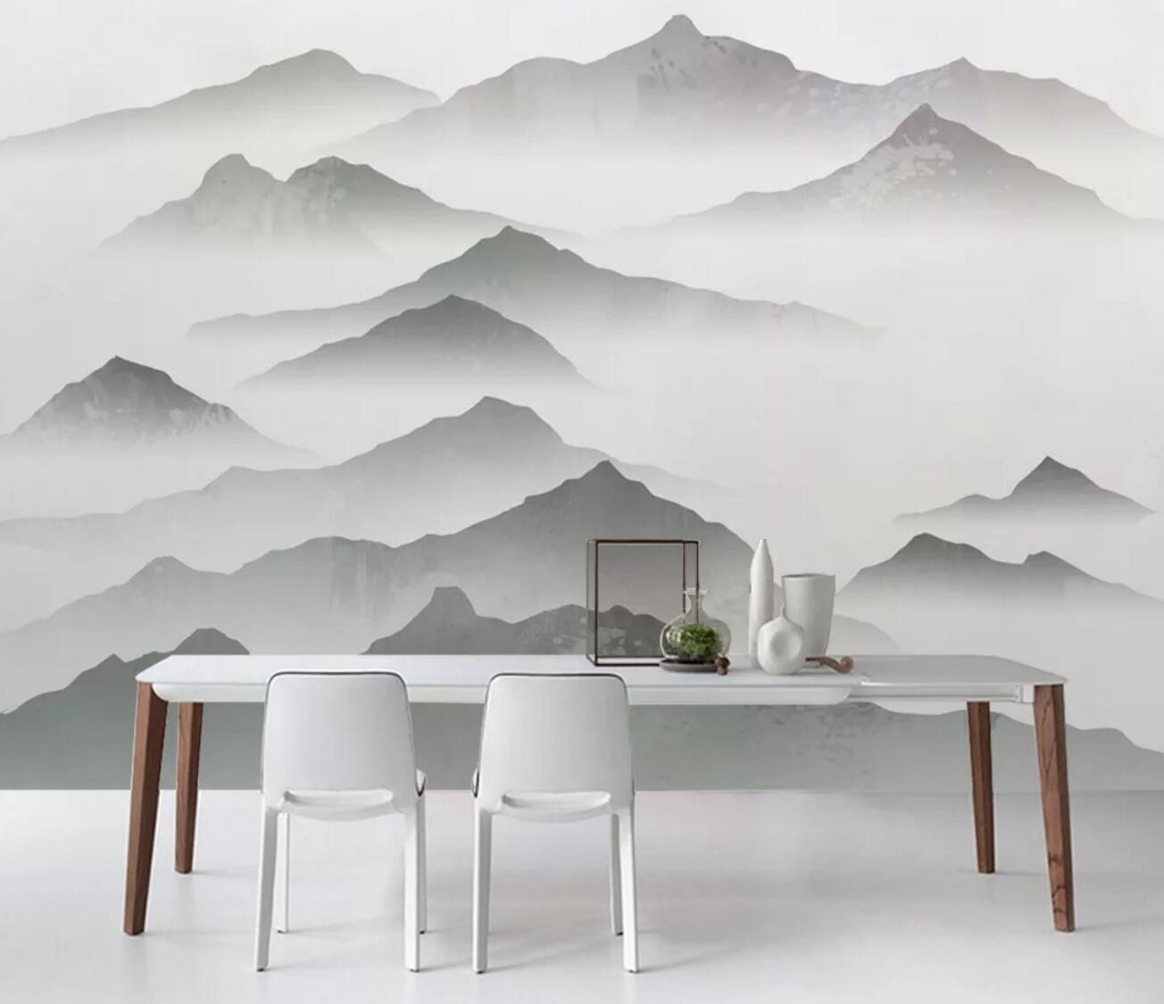 3D Misty Mountains WC1195 Wall Murals