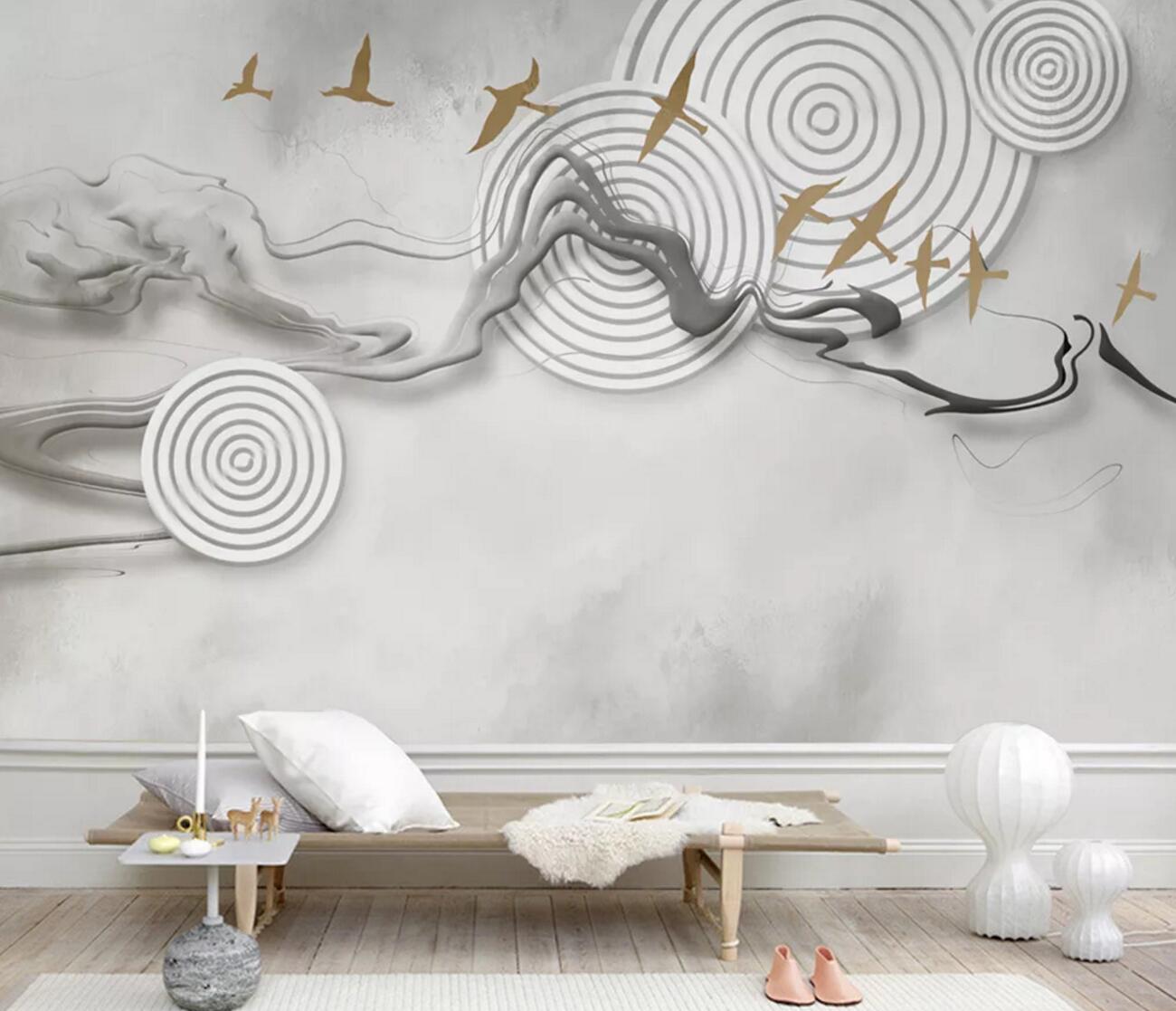 3D Wild Goose Flying WC1150 Wall Murals