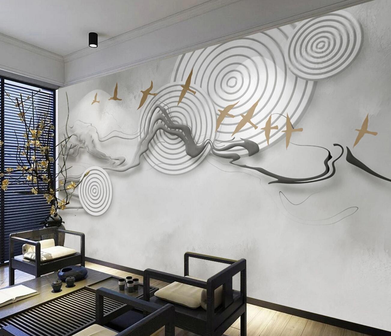 3D Wild Goose Flying WC1150 Wall Murals