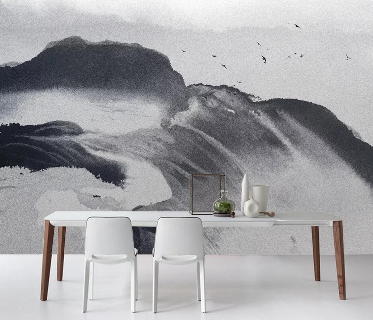 3D Black Mountain WC1147 Wall Murals