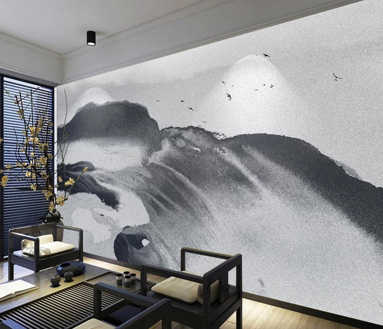 3D Black Mountain WC1147 Wall Murals