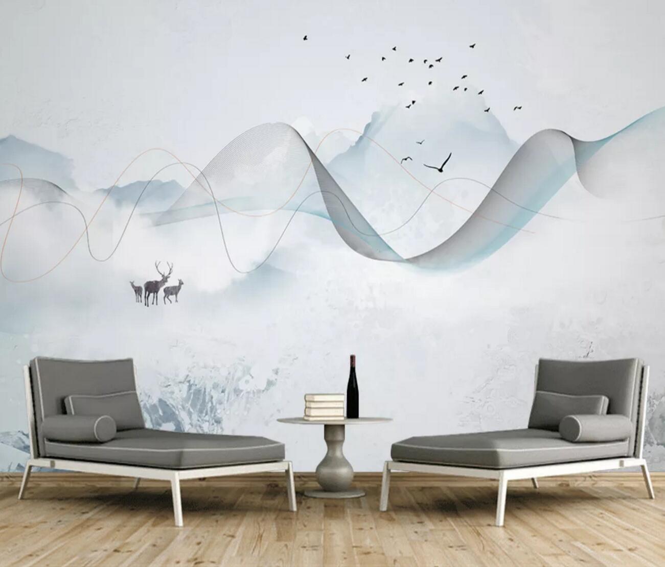 3D Wild Goose Deer WC833 Wall Murals