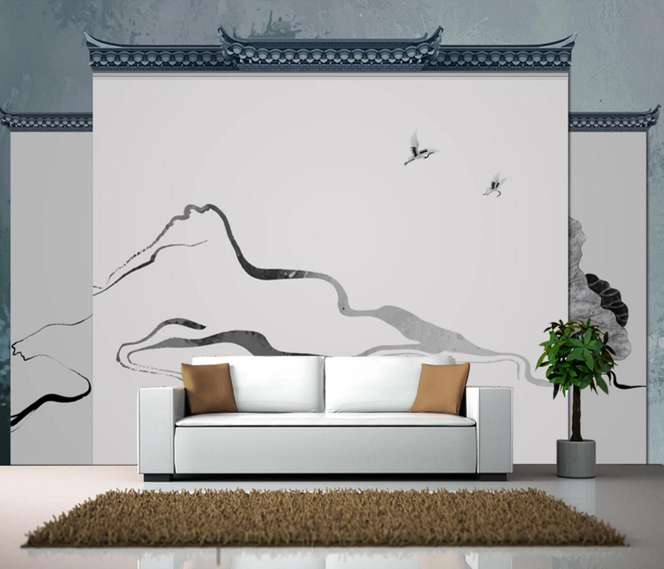 3D White Crane Ship WC687 Wall Murals