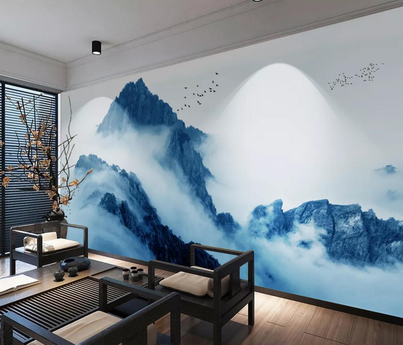 3D Mountain Fog WC530 Wall Murals