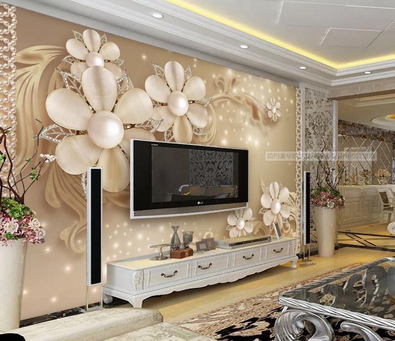 3D Pearl Flower WC473 Wall Murals