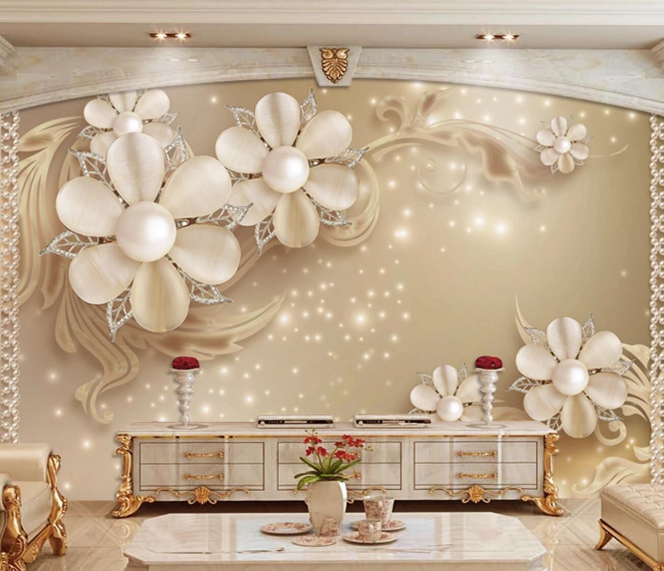 3D Pearl Flower WC473 Wall Murals