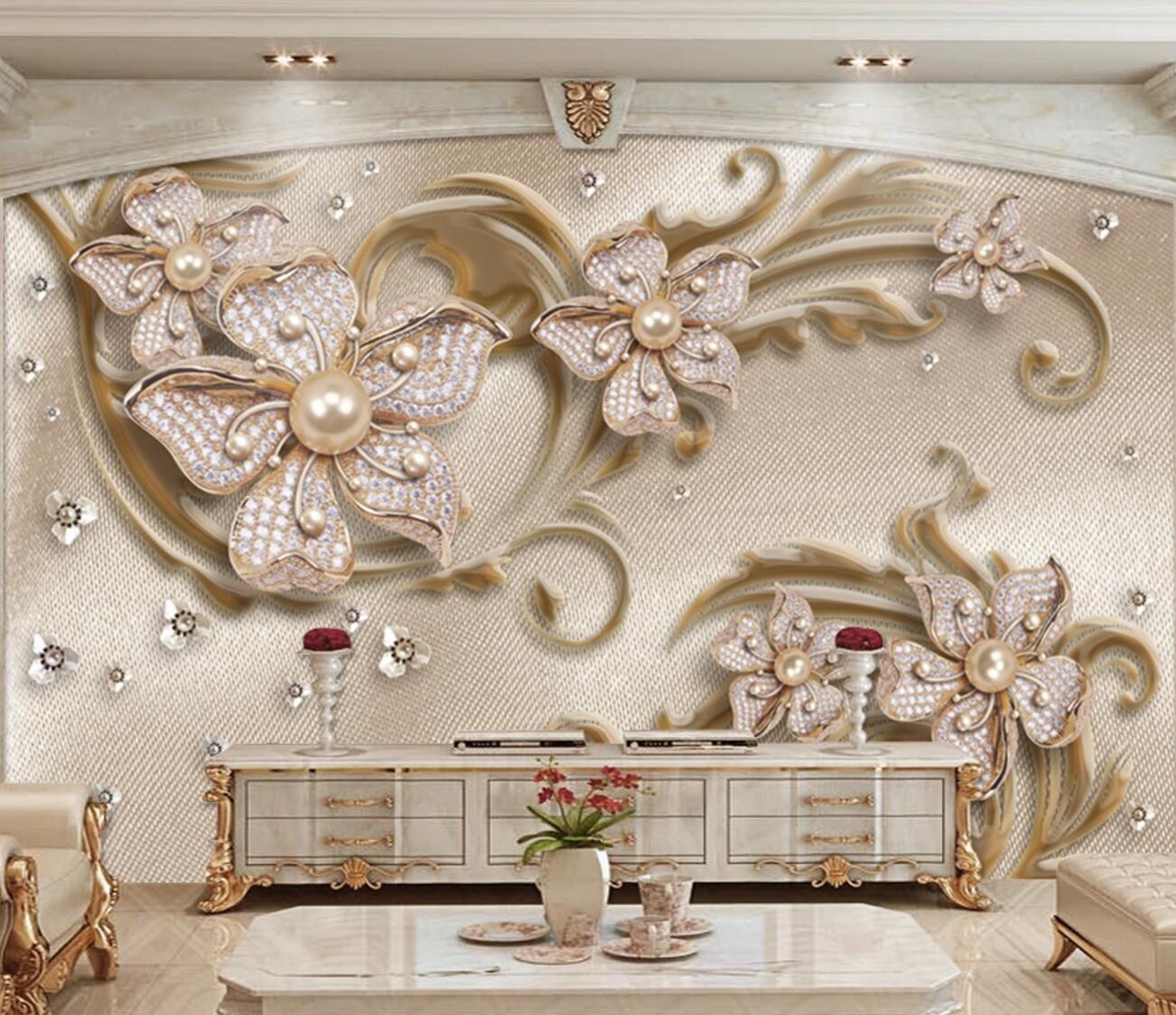 3D Bead Flower WC472 Wall Murals