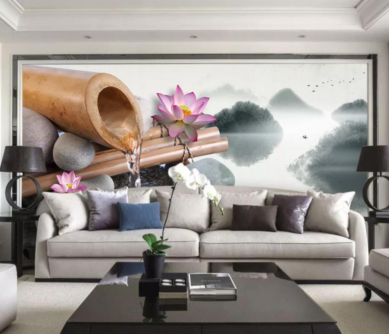 3D Goose Soft Lotus WC408 Wall Murals