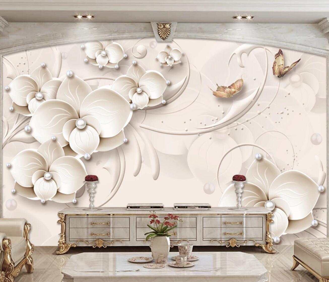 3D Pearl Butterfly WC353 Wall Murals