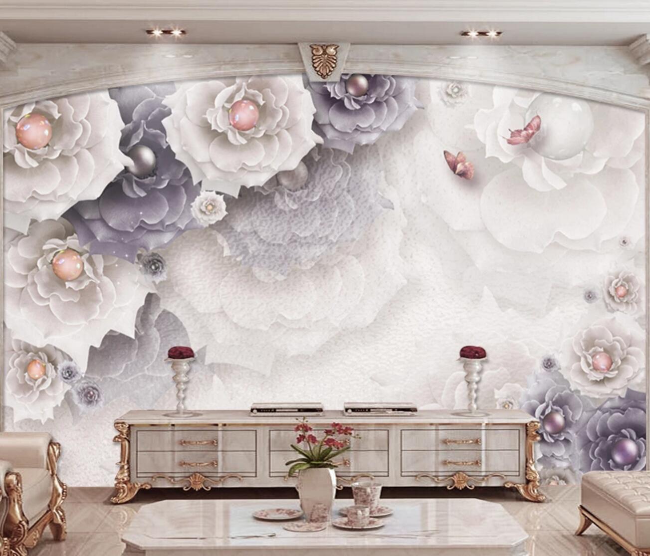 3D Purple Pearl WC352 Wall Murals