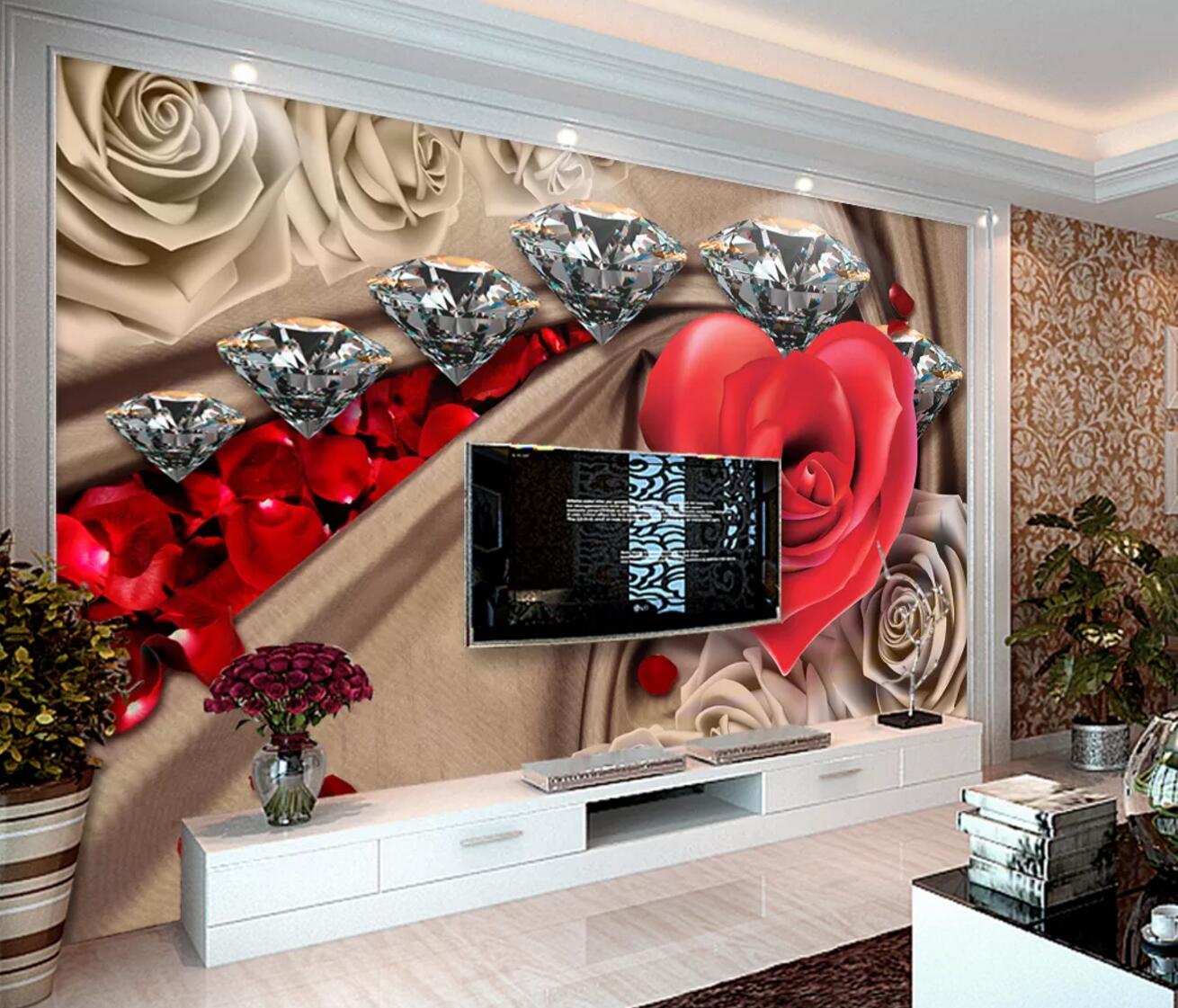 3D Diamond Rose WC327 Wall Murals