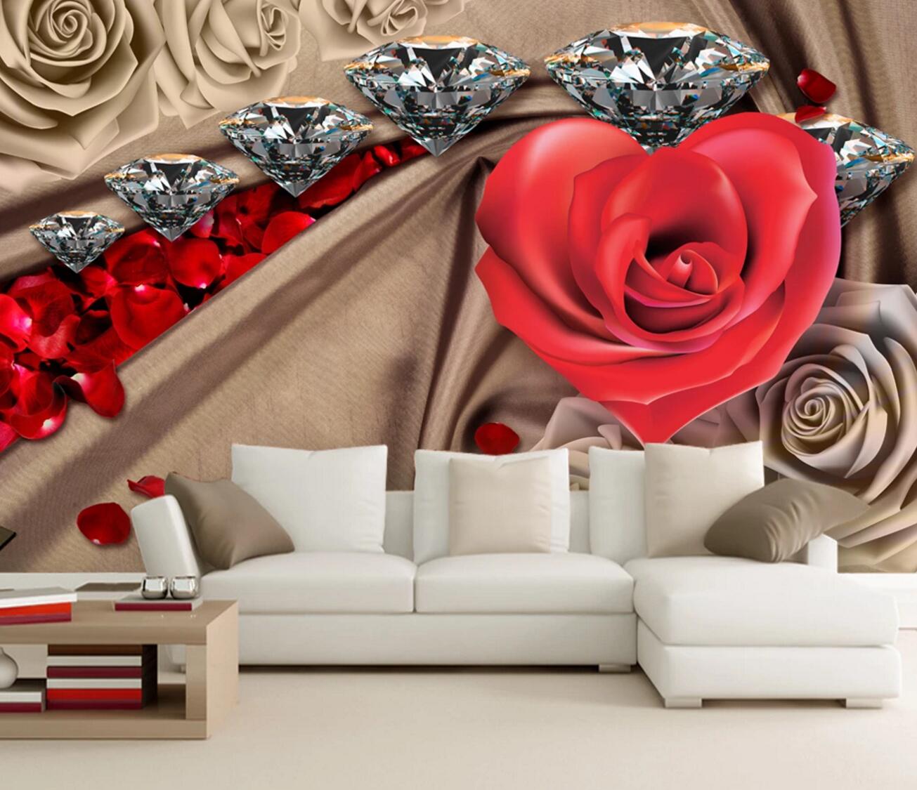 3D Diamond Rose WC327 Wall Murals