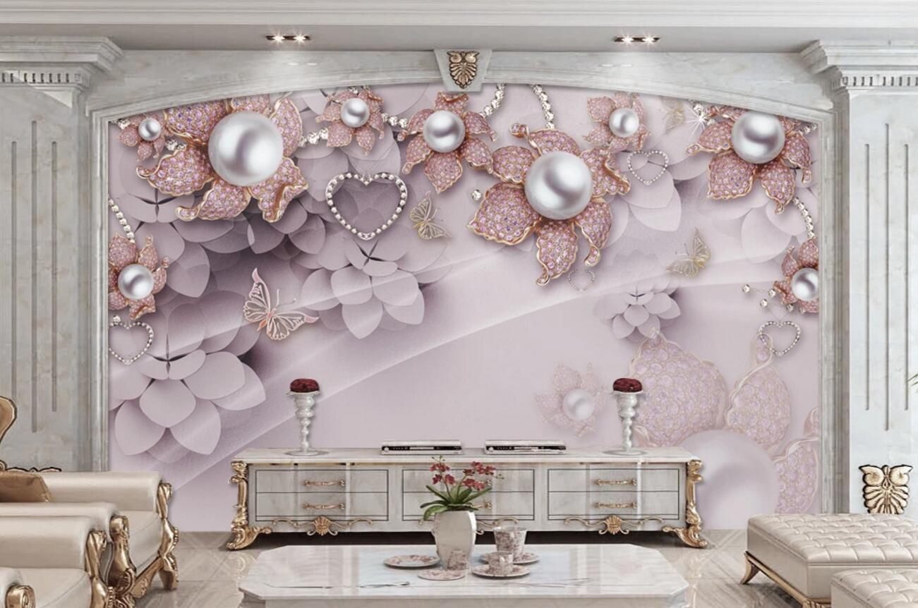 3D Rose Pearl WC247 Wall Murals