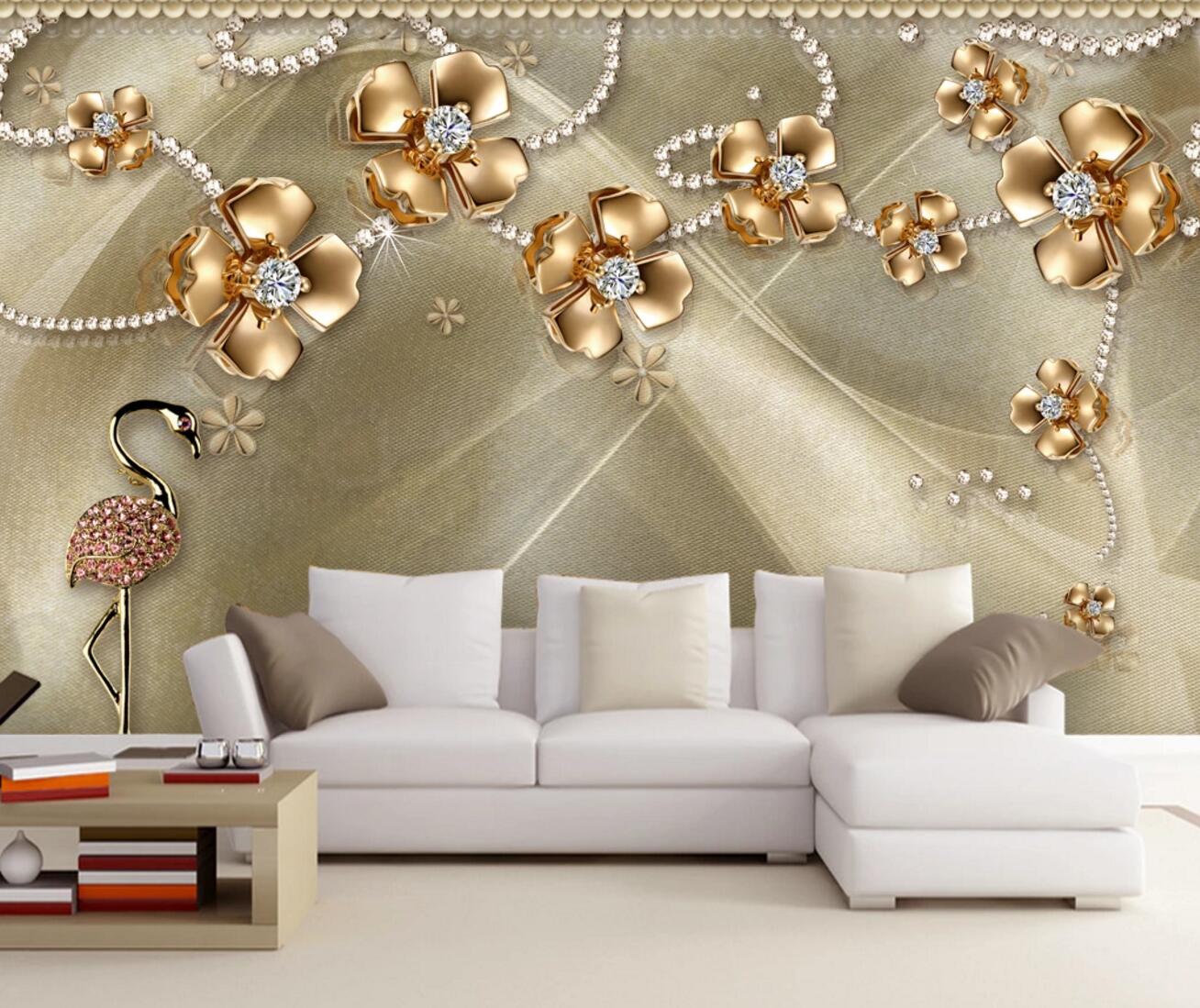 3D Flamingo Diamond WC245 Wall Murals