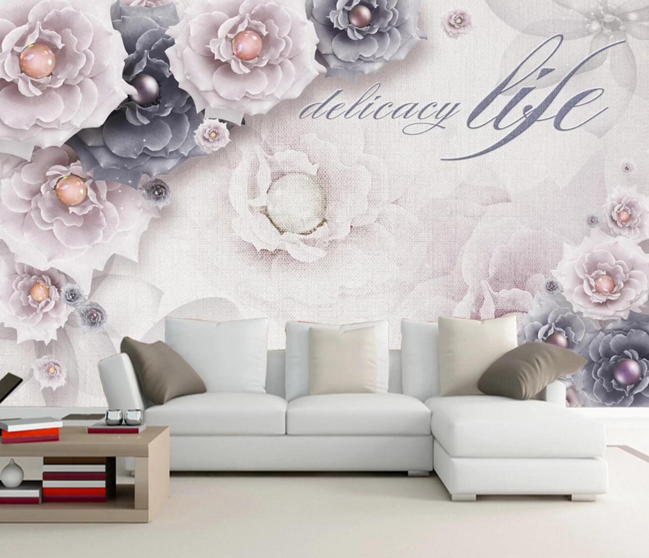 3D Purple Flower WC236 Wall Murals