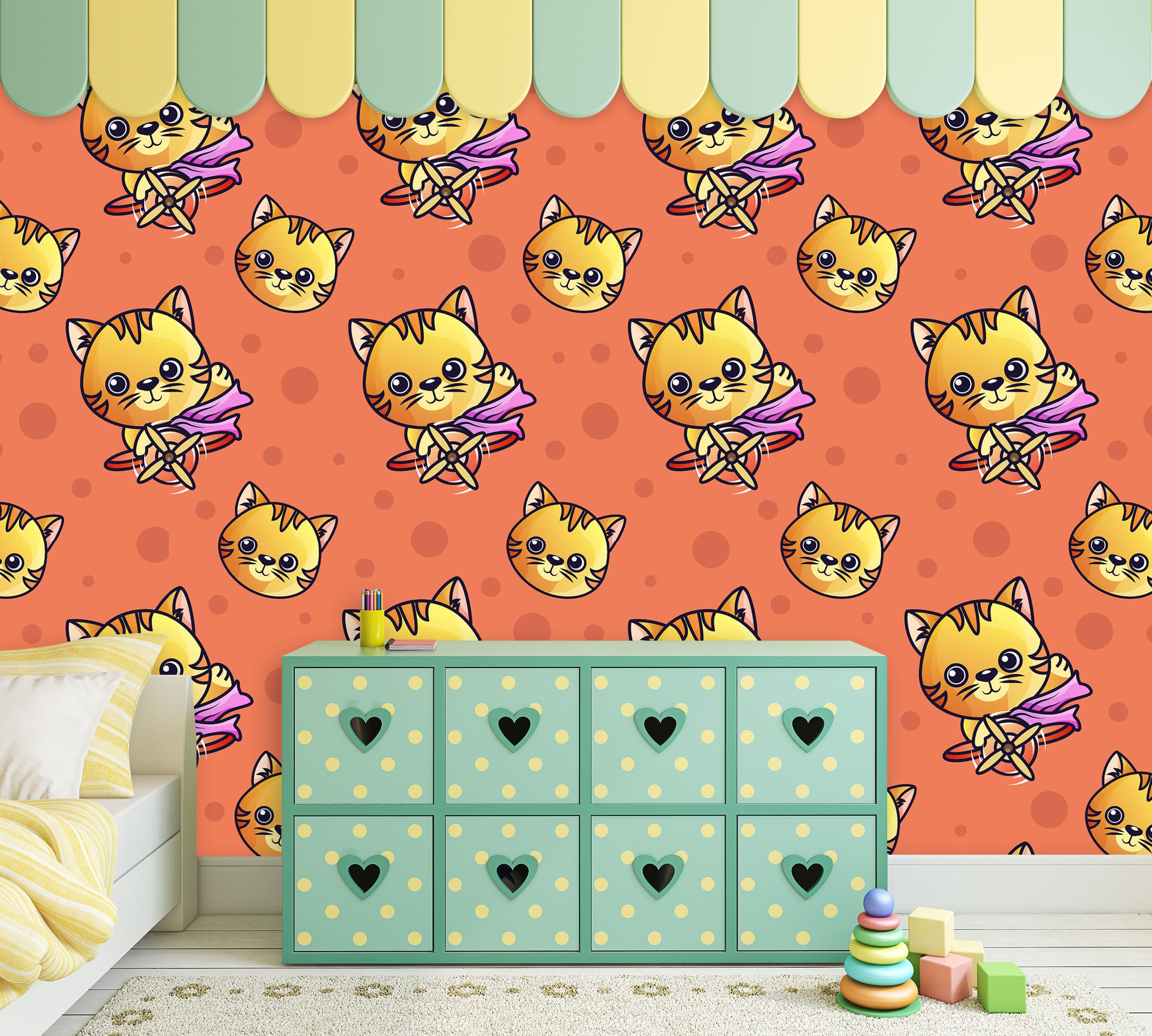 3D Yellow Cat Pattern 58011 Wall Murals