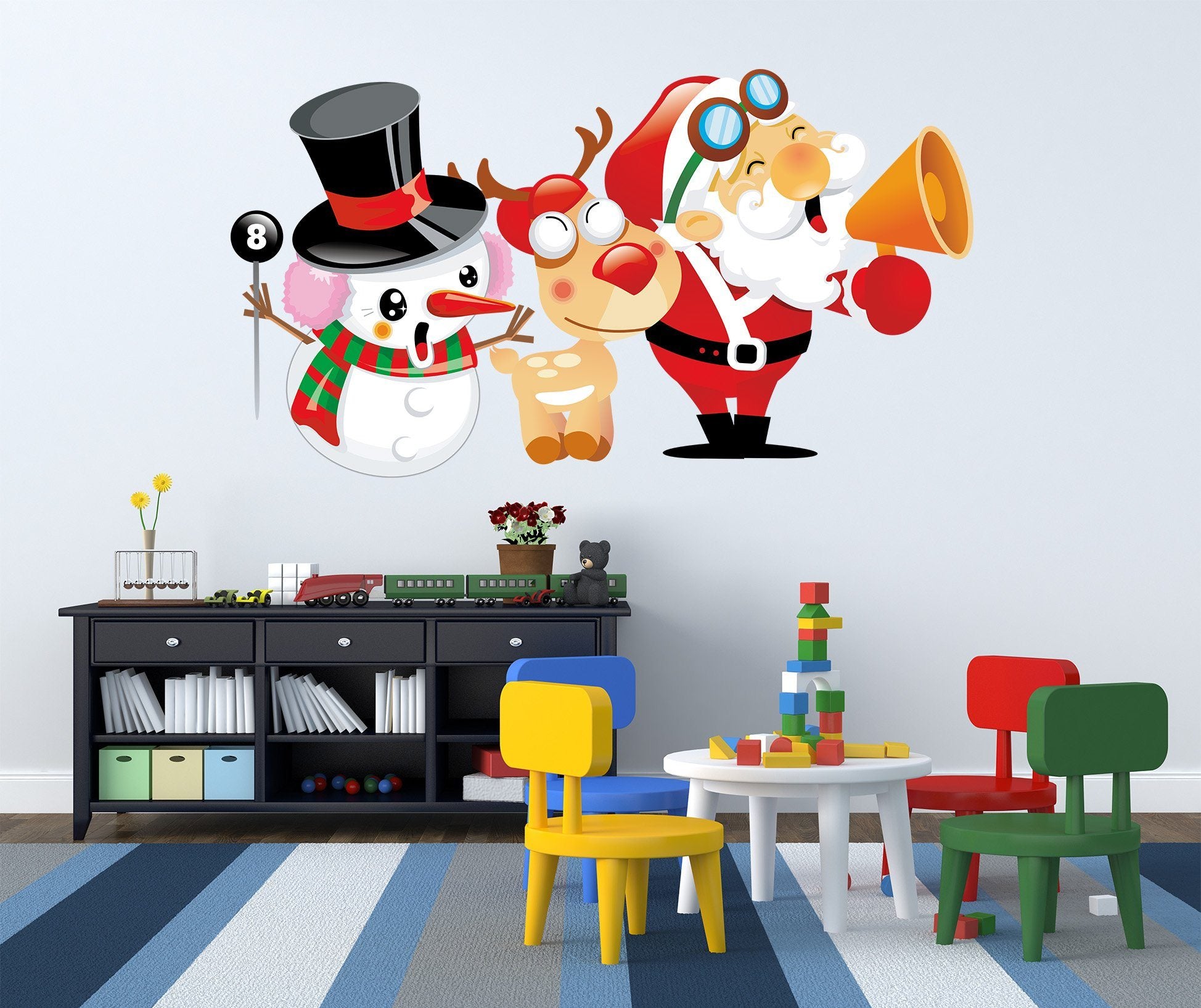 3D Santa Claus Horn Deer 44 Wall Stickers Wallpaper AJ Wallpaper 