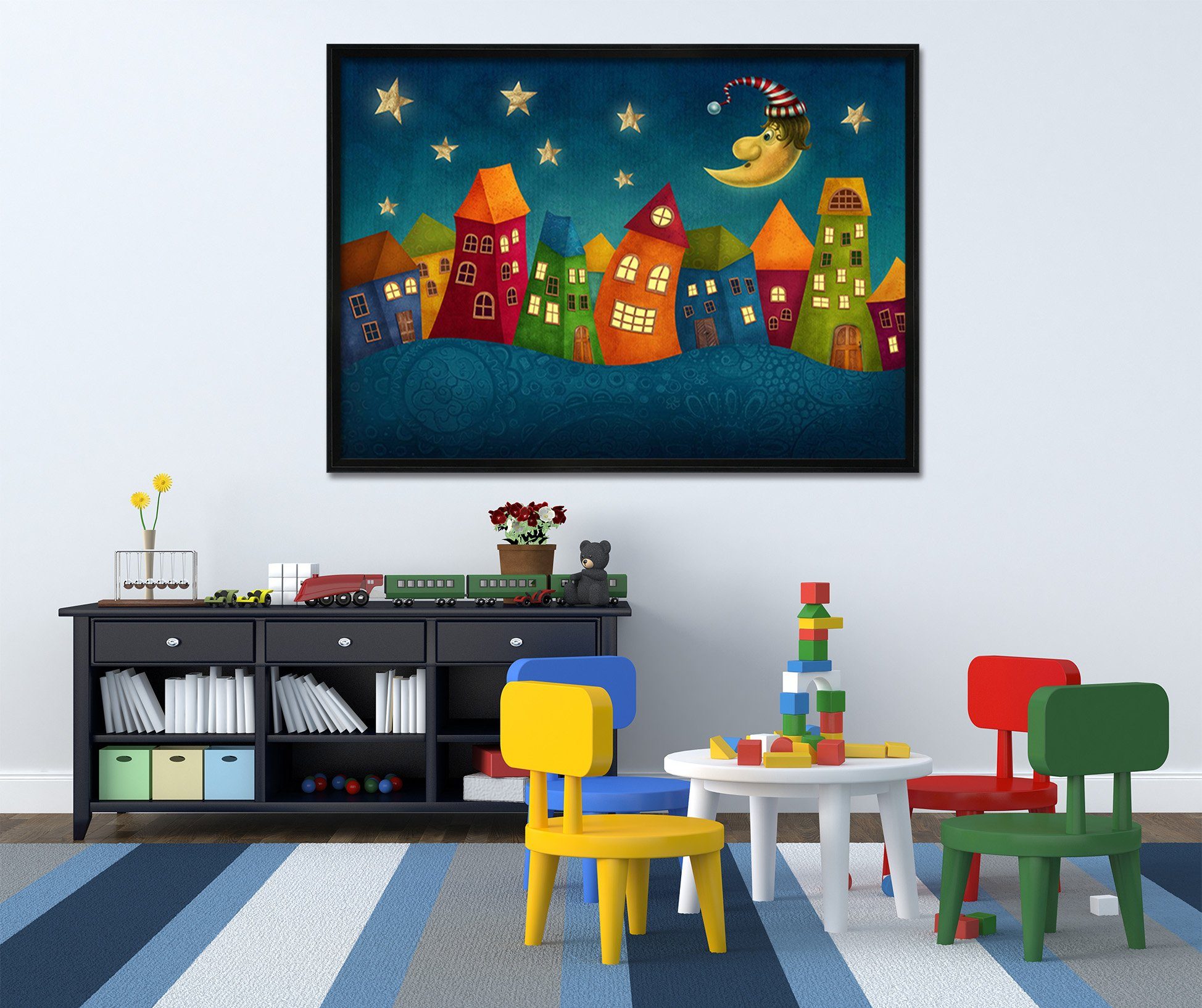 3D Cartoon House 018 Fake Framed Print Painting Wallpaper AJ Creativity Home 