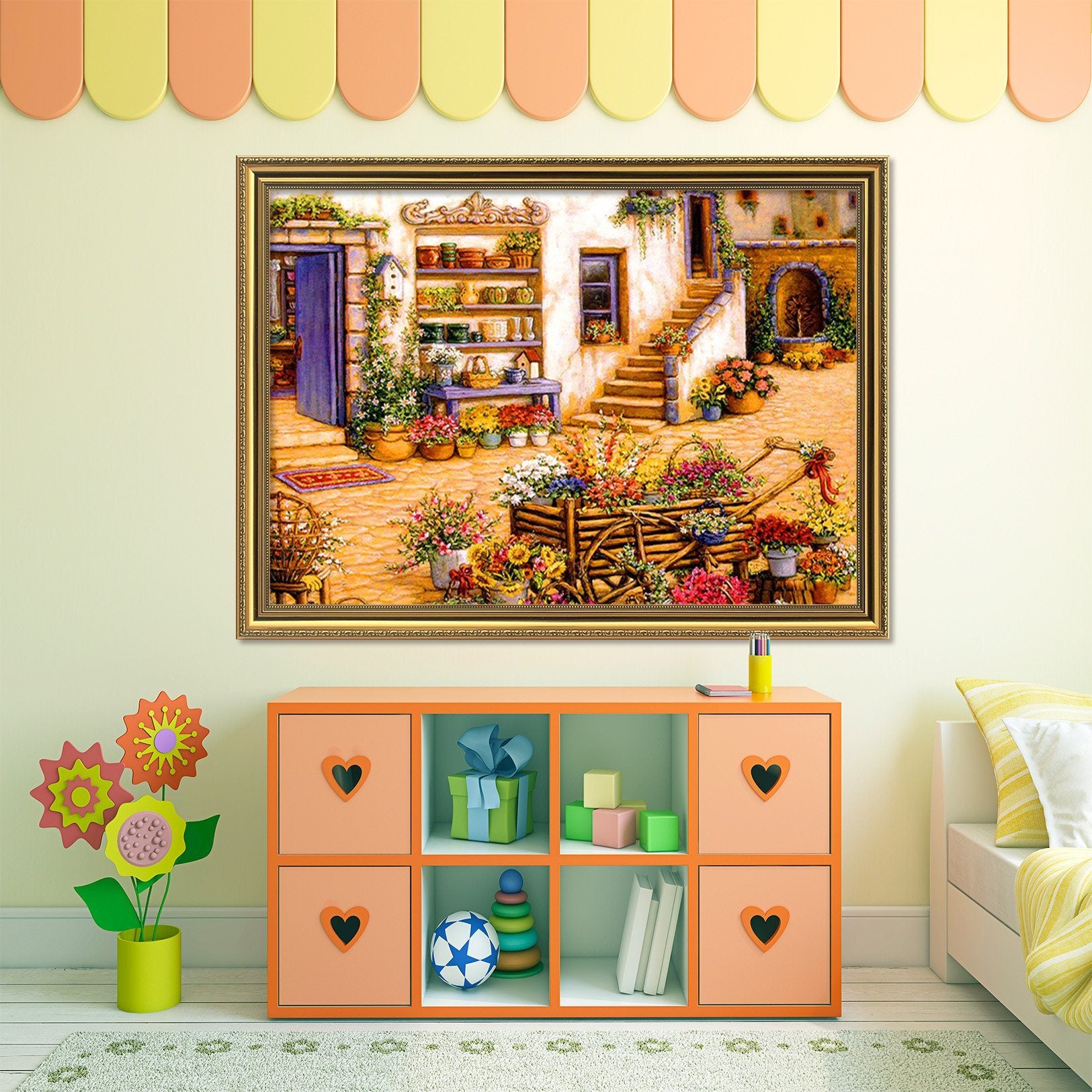 3D Flower House 025 Fake Framed Print Painting Wallpaper AJ Creativity Home 