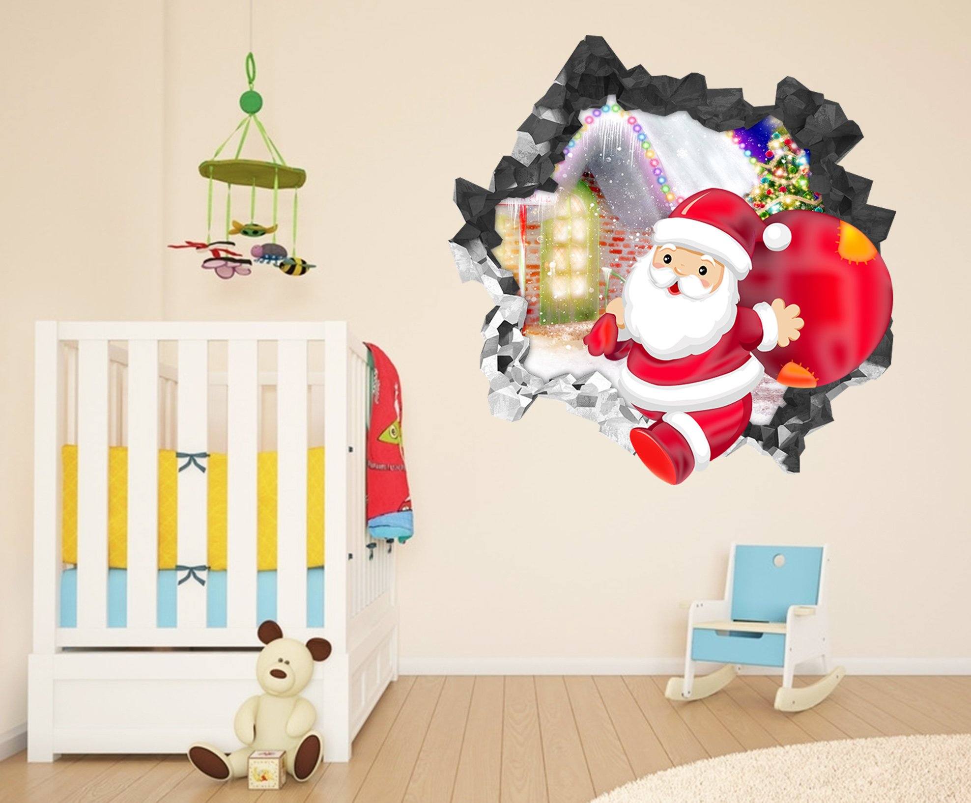 3D Lovely Santa Claus 16 Broken Wall Murals Wallpaper AJ Wallpaper 