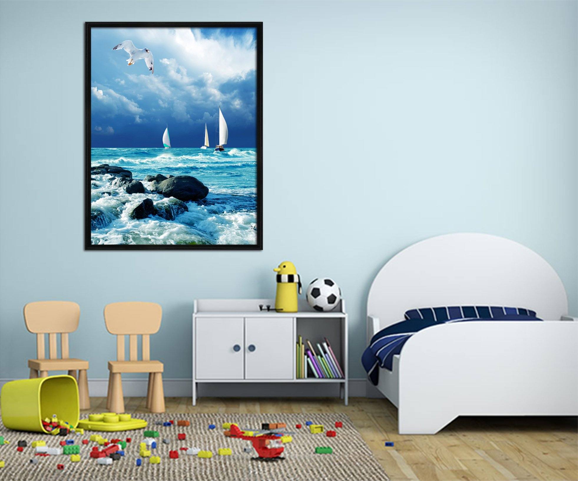 3D Storm Waves 012 Fake Framed Print Painting Wallpaper AJ Creativity Home 