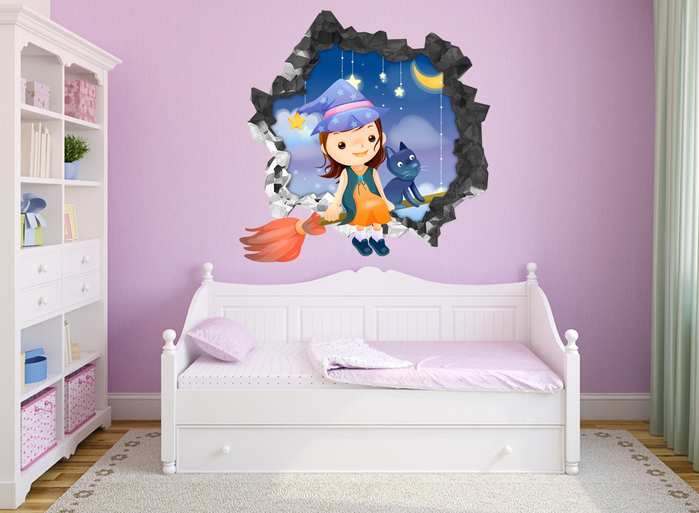 3D Lovely Girl And Cat 60 Broken Wall Murals Wallpaper AJ Wallpaper 