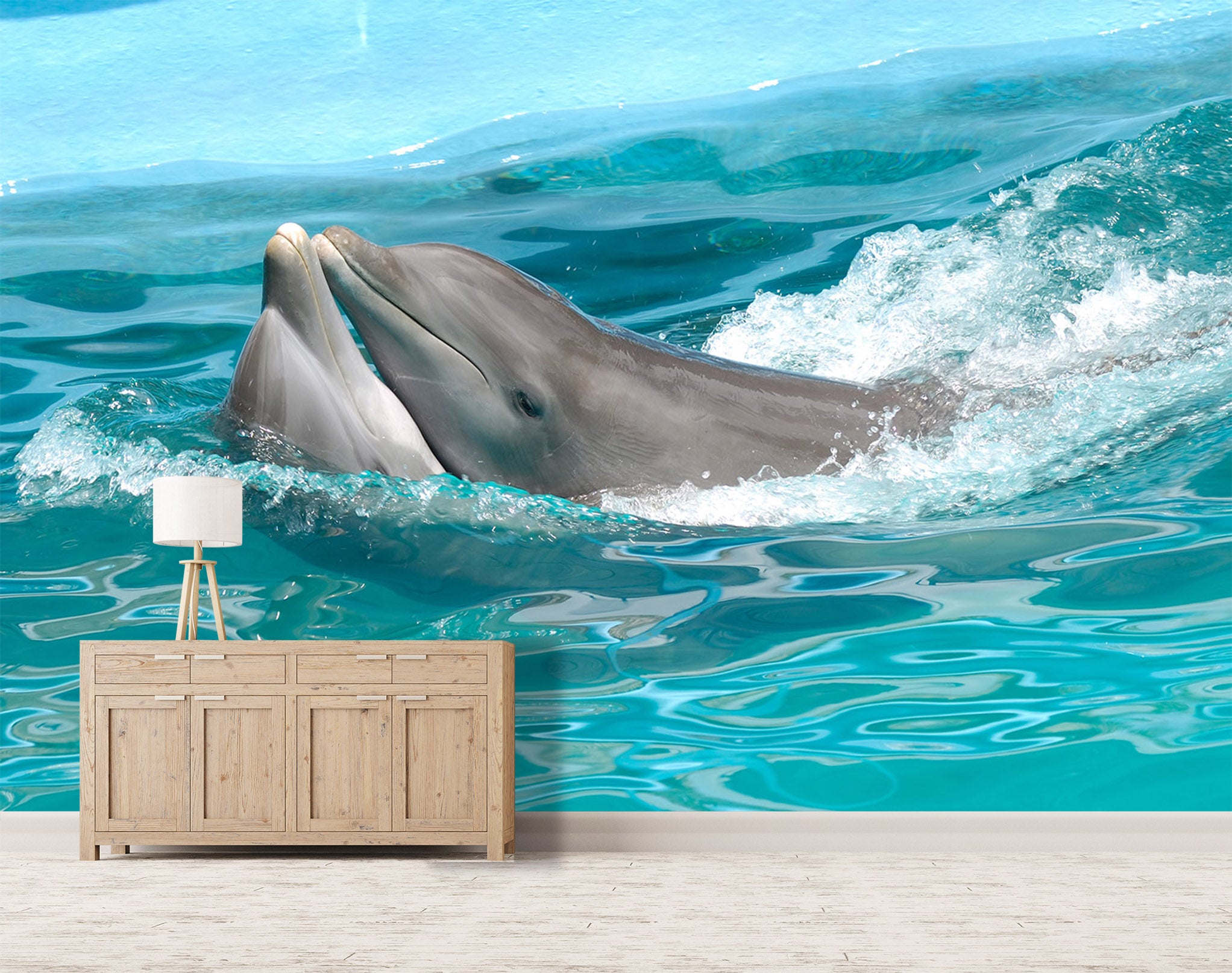 3D Playful Dolphins 116 Wall Murals