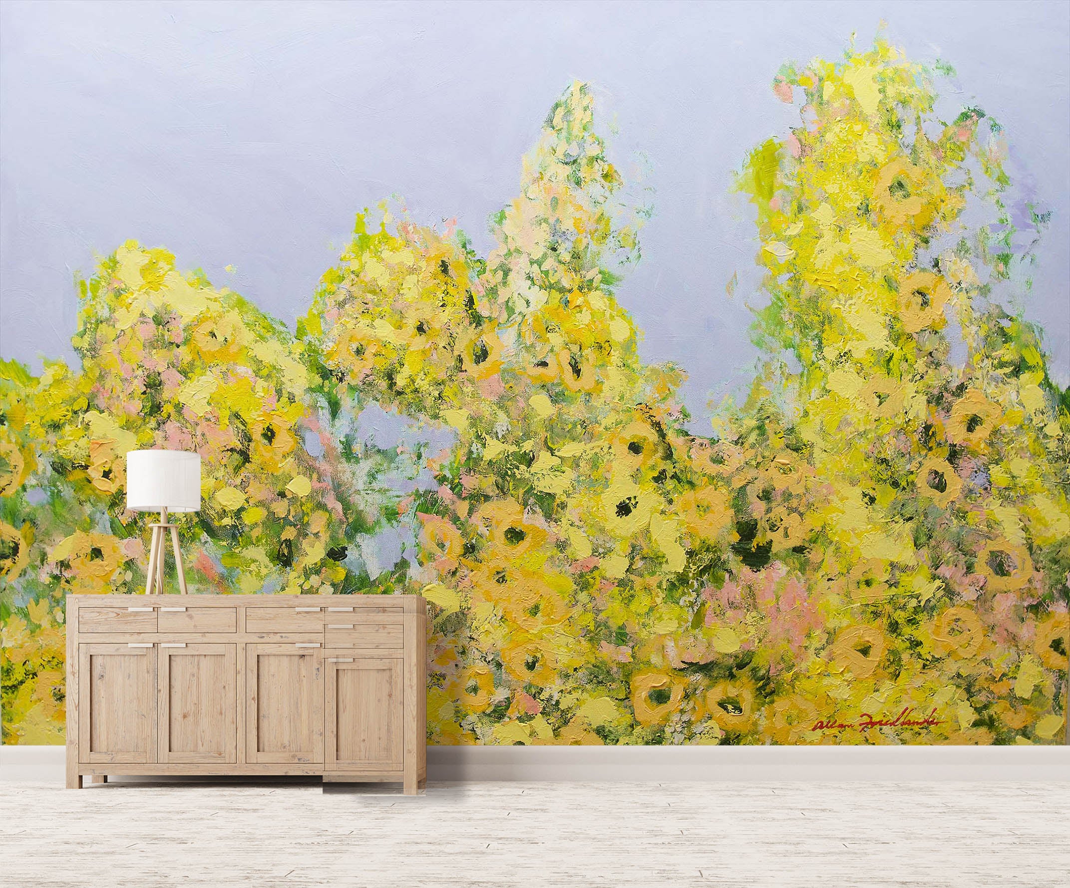 3D Yellow Flowers 242 Allan P. Friedlander Wall Mural Wall Murals