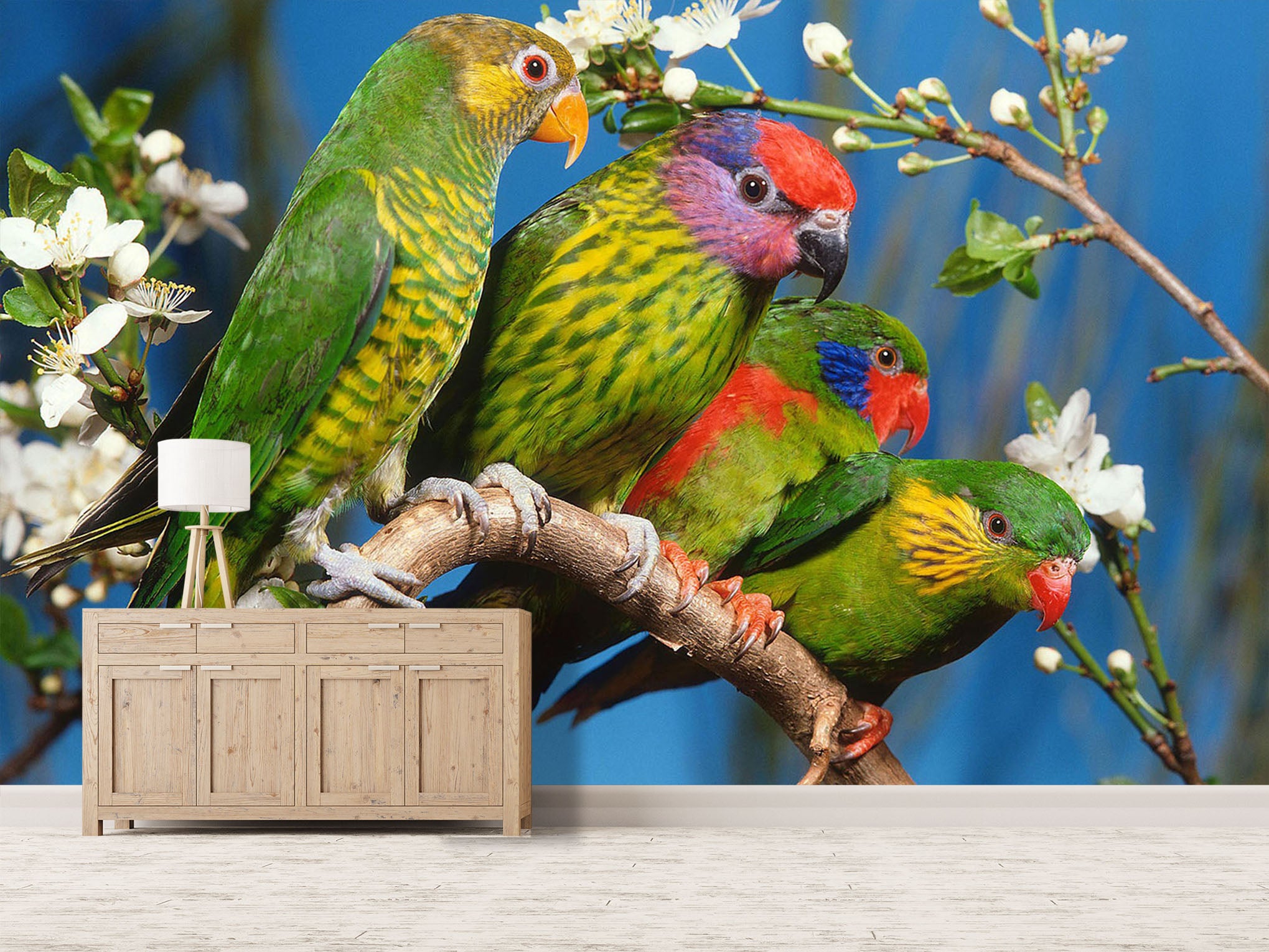 3D Green Bird 232 Wall Murals