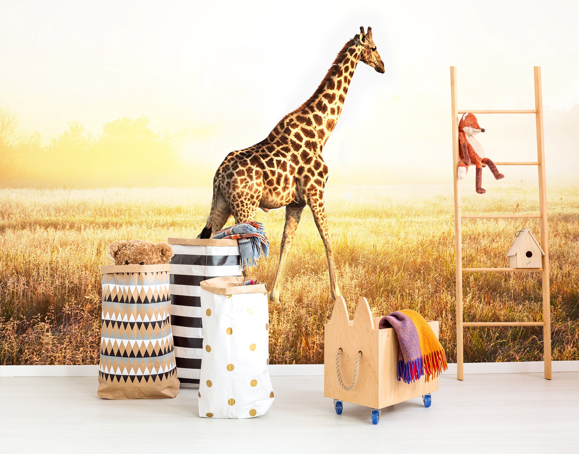 3D Sunset Giraffe 347 Wall Murals