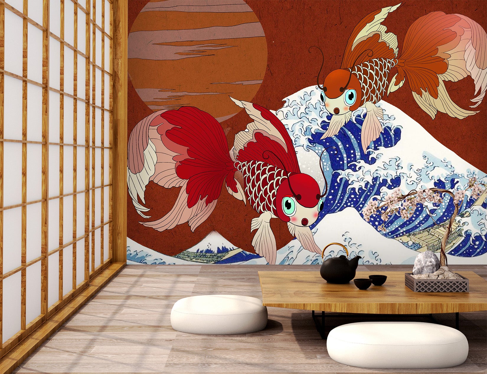 3D Red Fish 2085 Wall Murals