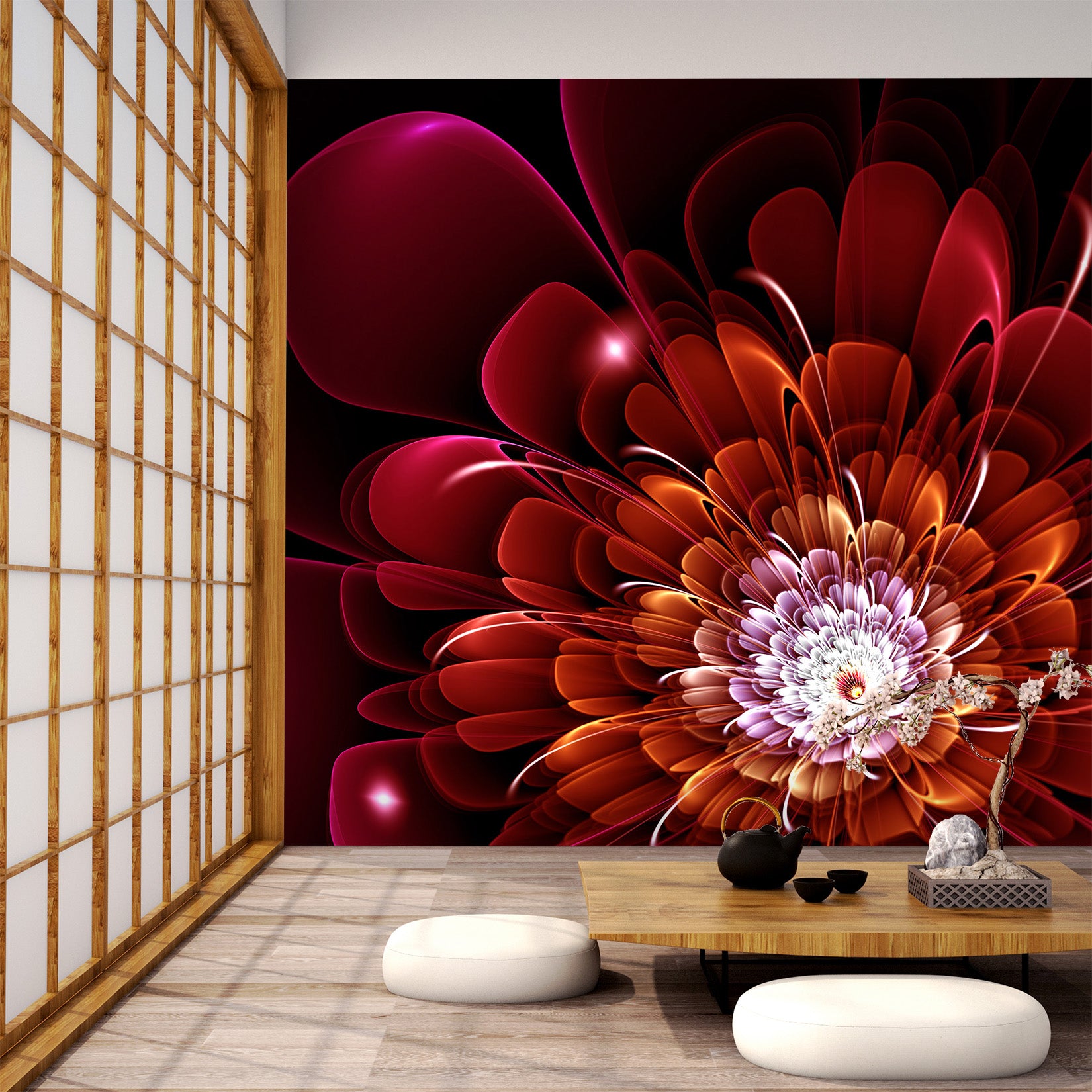 3D Red Flowers 2011 Wall Murals