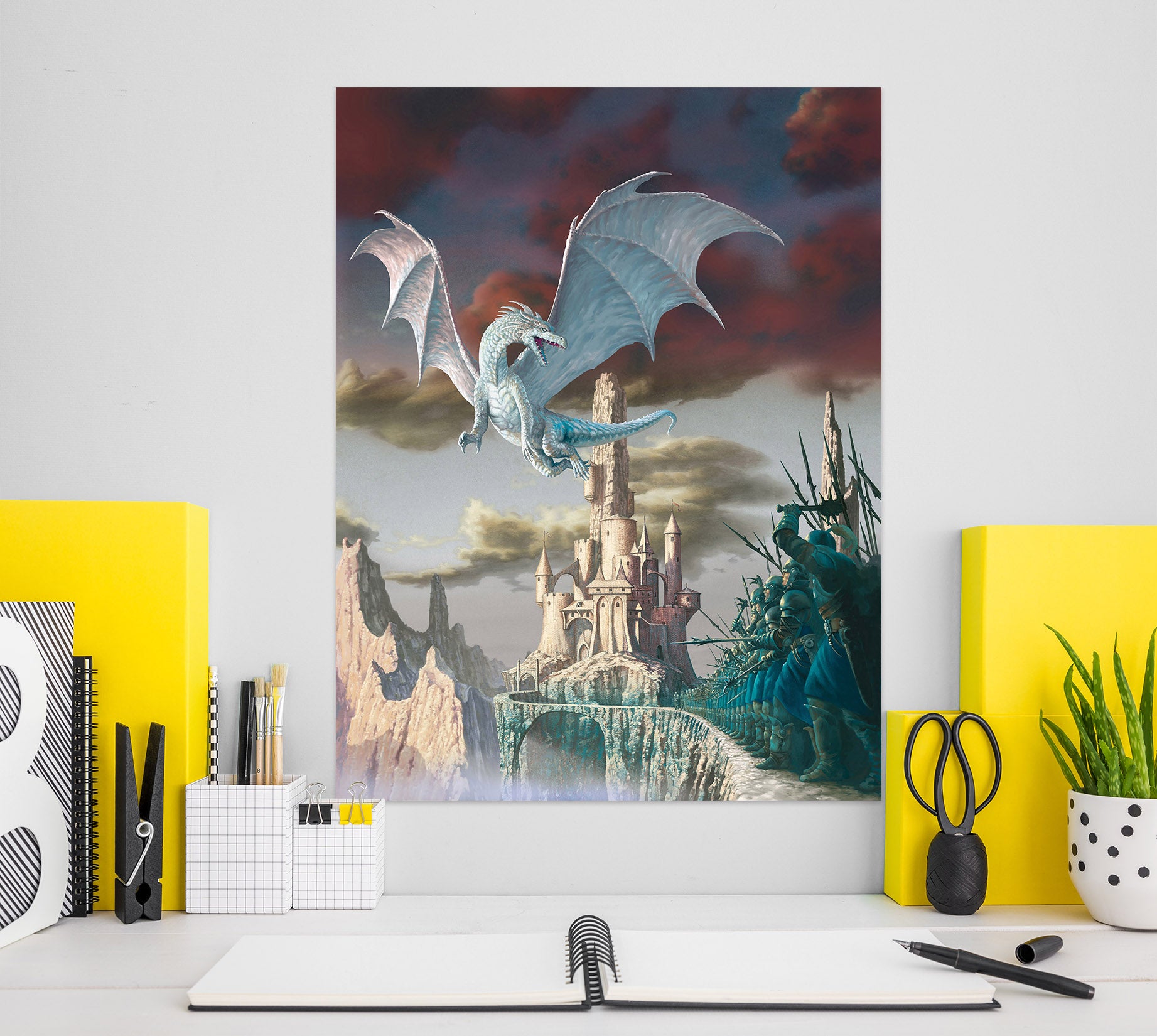 3D Castle White Dragon 8075 Ciruelo Wall Sticker