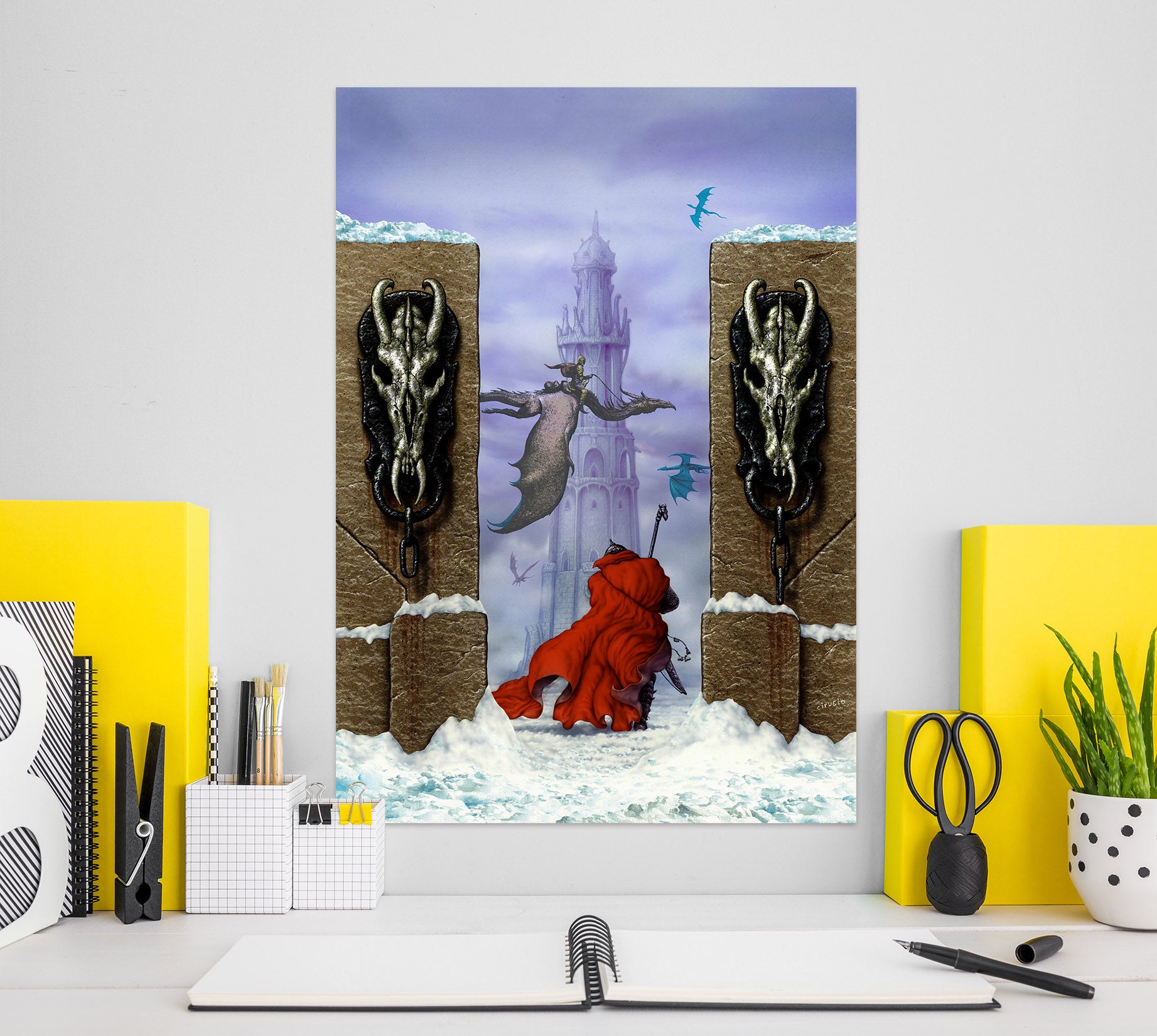 3D Red Robe Man Dragon 8078 Ciruelo Wall Sticker