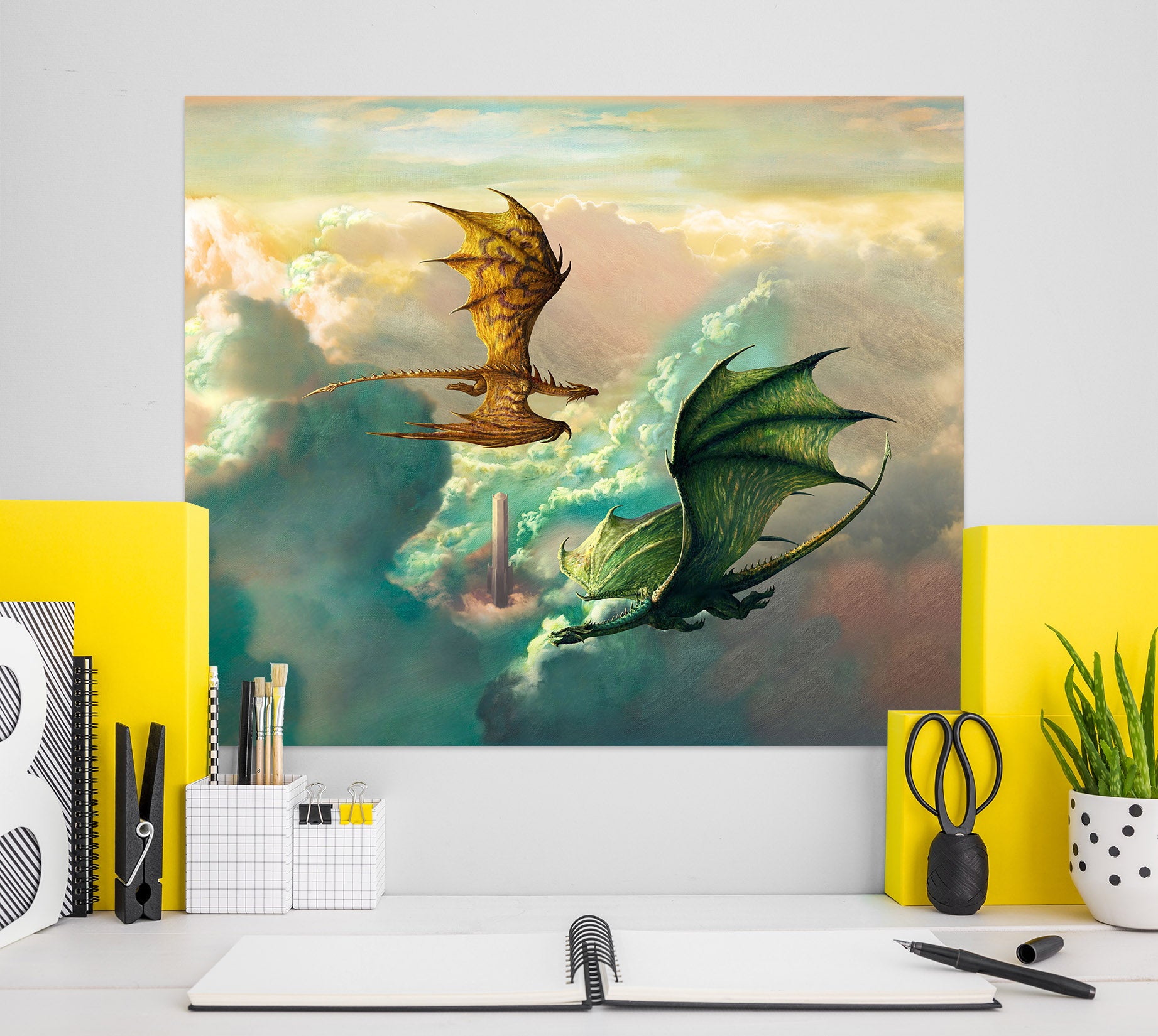 3D Tower Cloud Dragon 8073 Ciruelo Wall Sticker