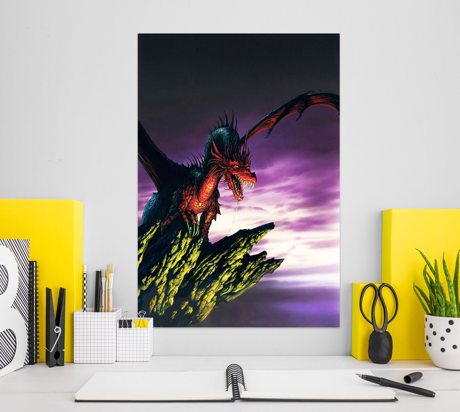 3D Cliff Red Dragon 8088 Ciruelo Wall Sticker