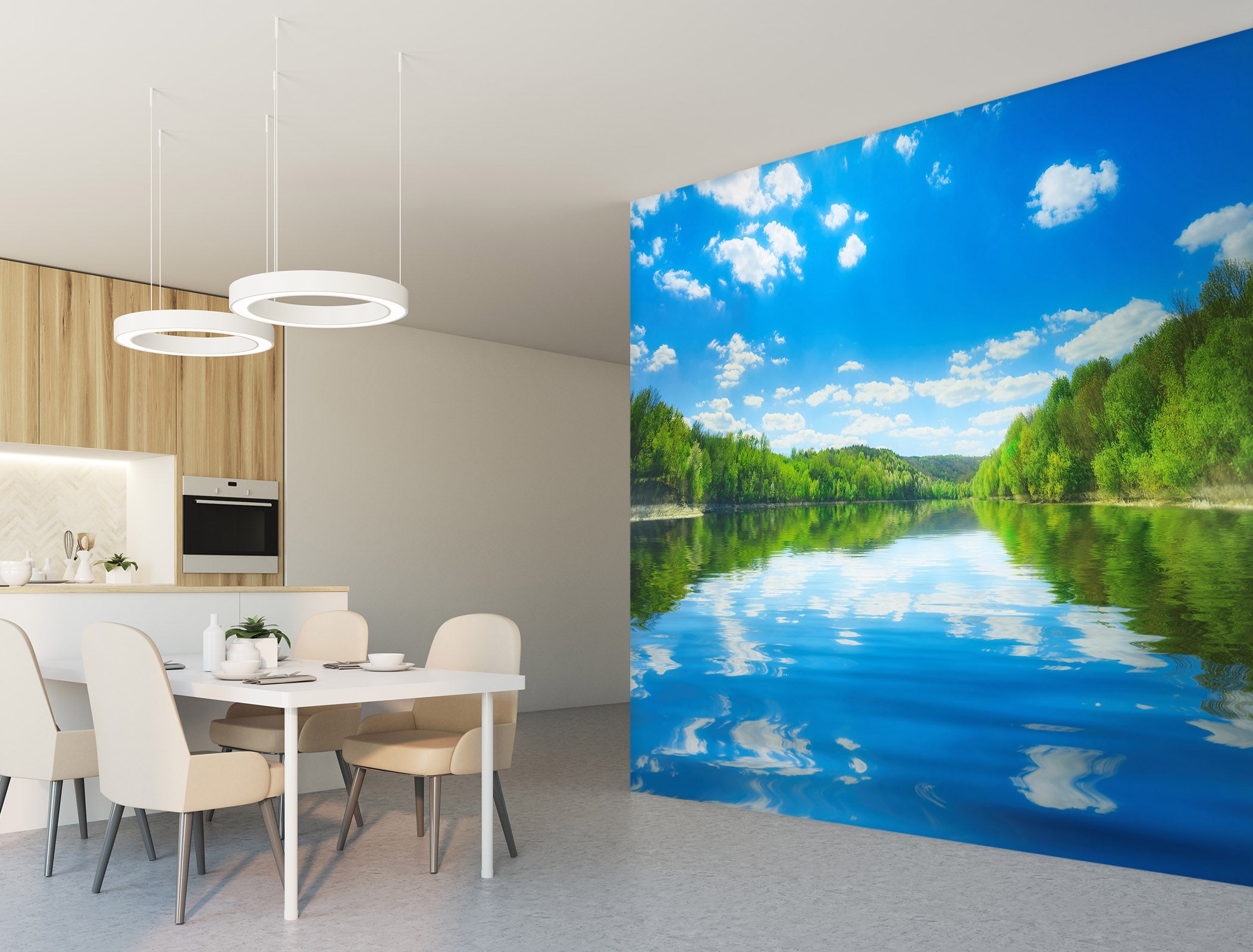 3D Sky Tree Reflection 58042 Wall Murals